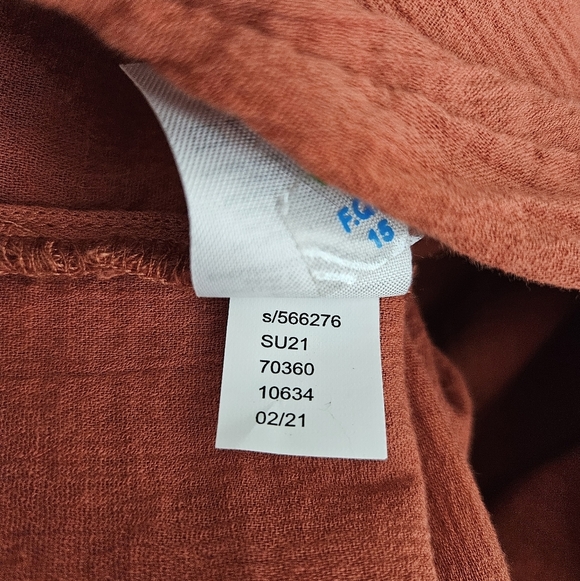 Ann Taylor LOFT Shirt Burnt Orange Long Sleeve Button Up V Neck Top Medium - Picture 7 of 7